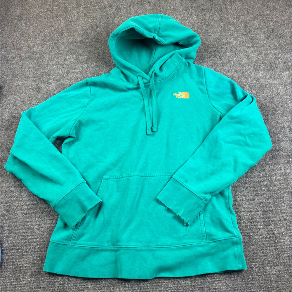 THE NORTH FACE Women’s Teal w/Orange logo hooded sweatshirt hoodie size: Medium
